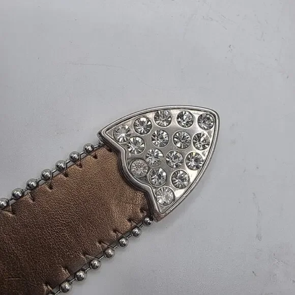 Nocona Western Heart Concho Rhinestone Leather Belt Cowgirl Rodeo Boho - Picture 5 of 7